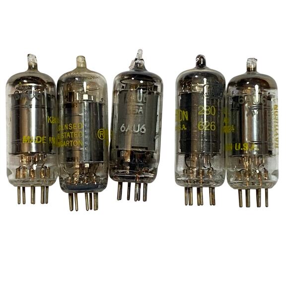 Vintage Lot of 5 Electron Vacuum Tubes 6AU6 Radio AMP Audio Not Tested As Is - Picture 1 of 4